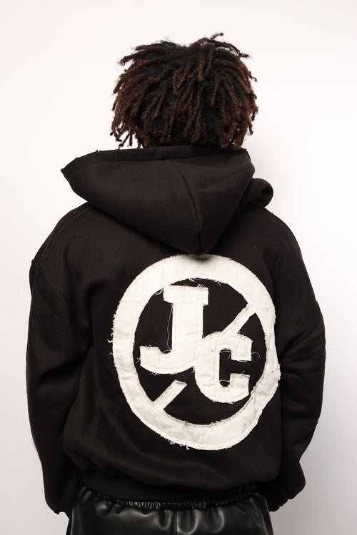 BLACK DISTRESSED HOODIE